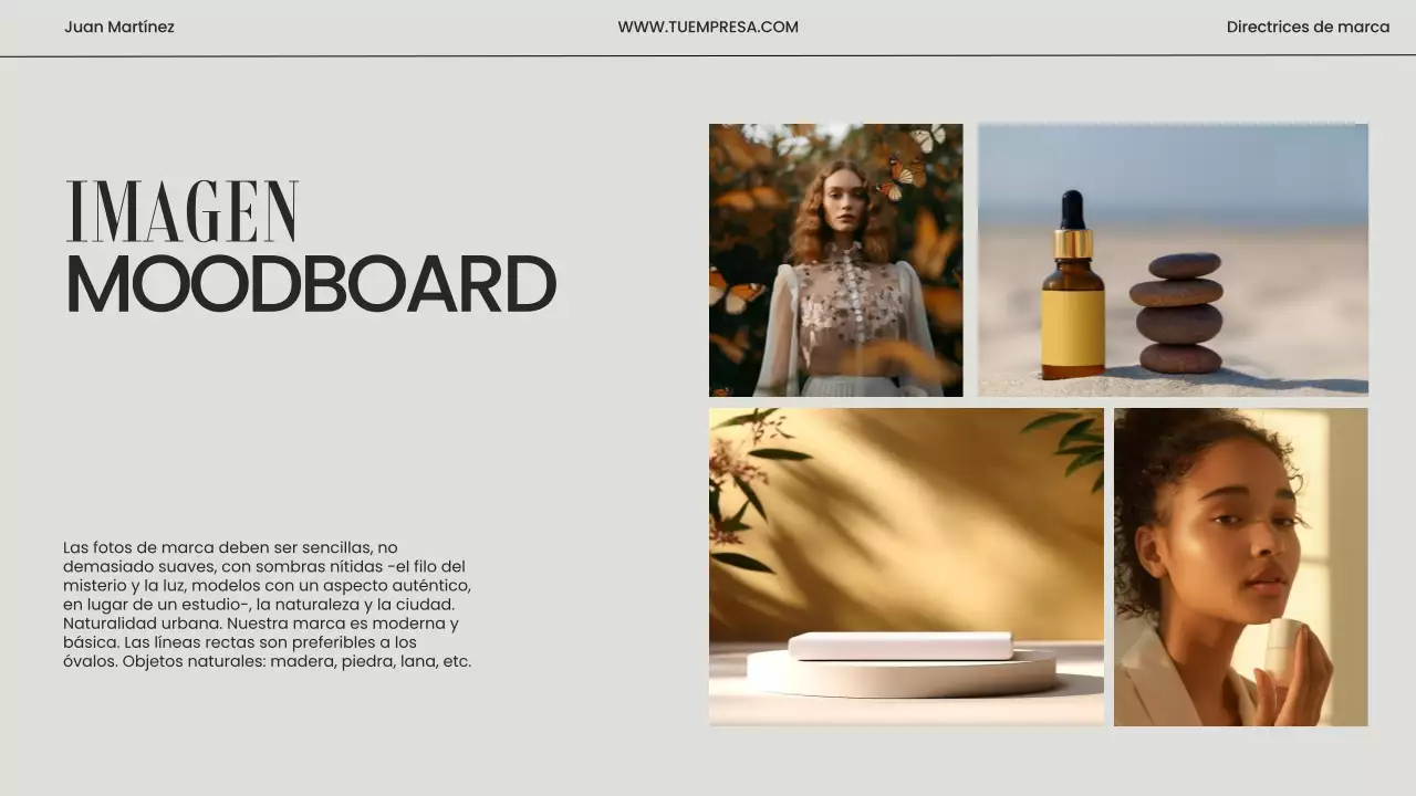 Directrices de marca modernas y minimalistas en beige y gris