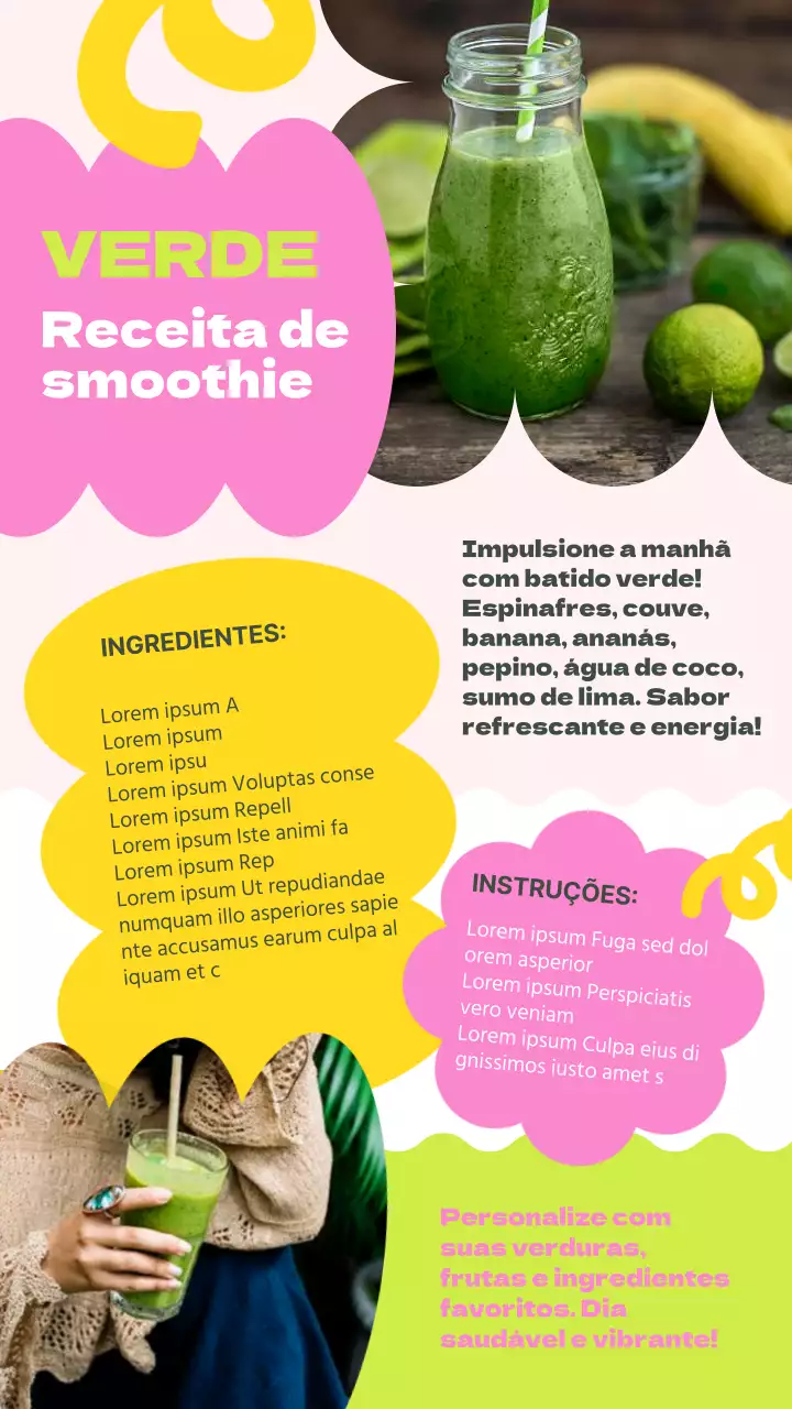 Receita de Smoothie Verde e Amarelo Natural Refrescante