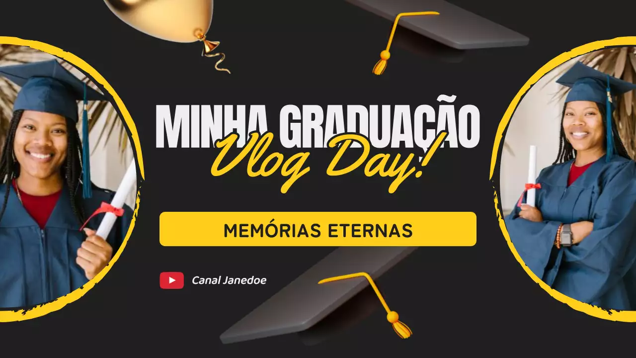 Moderno Amarelo Preto Dia do vlog da minha formatura