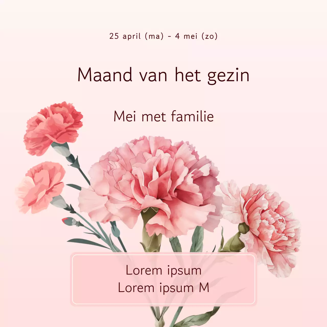 Een moderne Moederdag aankondiging in rood en oranje