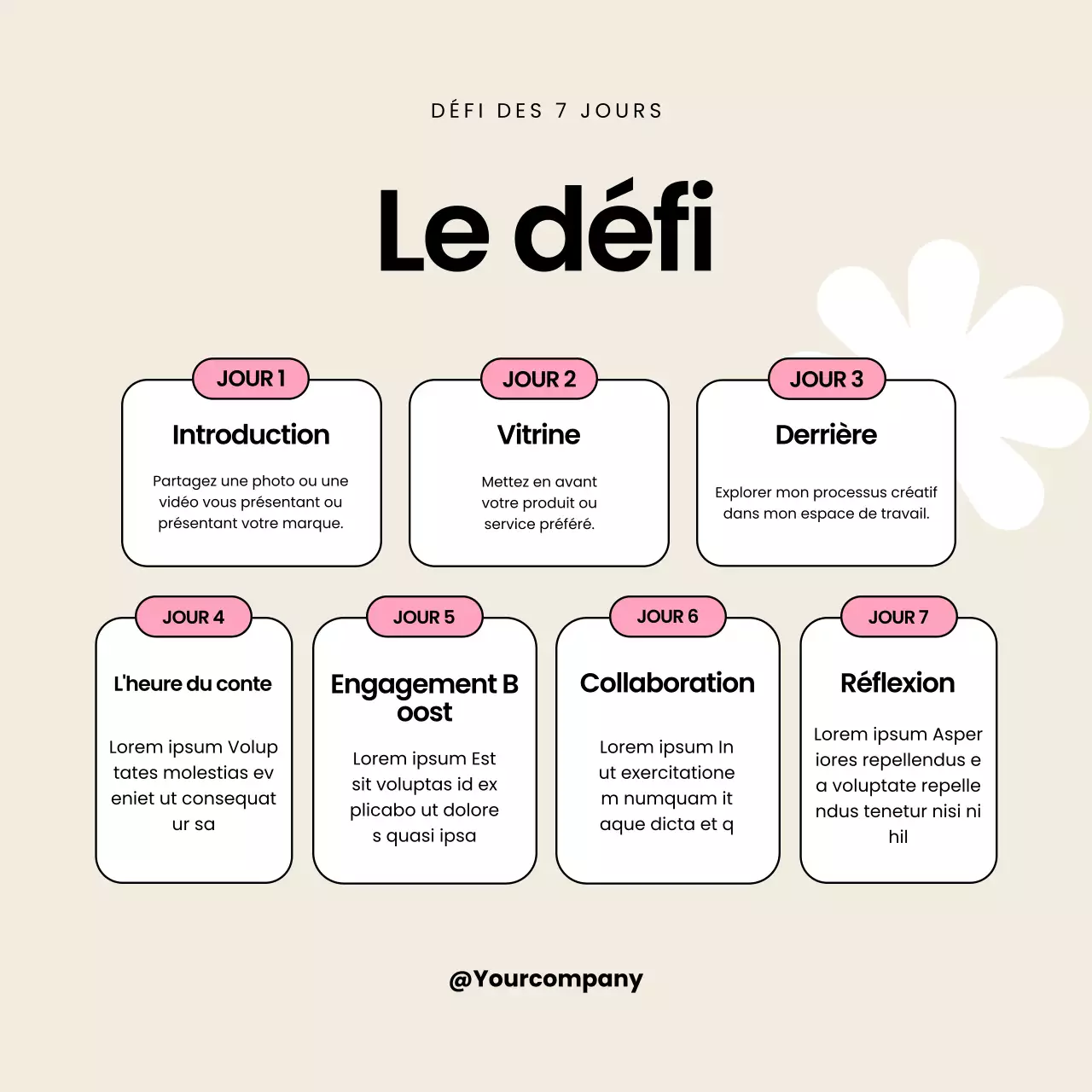 Campagne Black and Pink Modern Social Media 7 Days Challenge