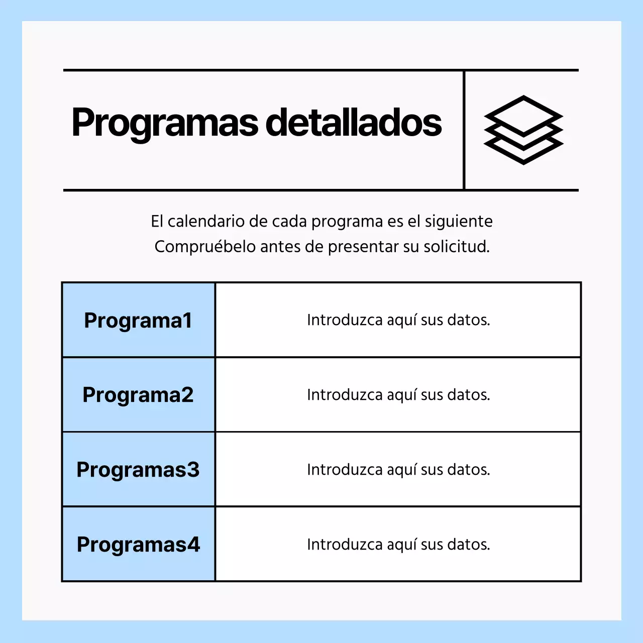 CardAnuncio de noticias con una sencilla mesa en azul claro y blanco