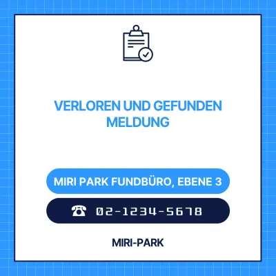 Eine einfache Fundanzeige in Weiß und Blau