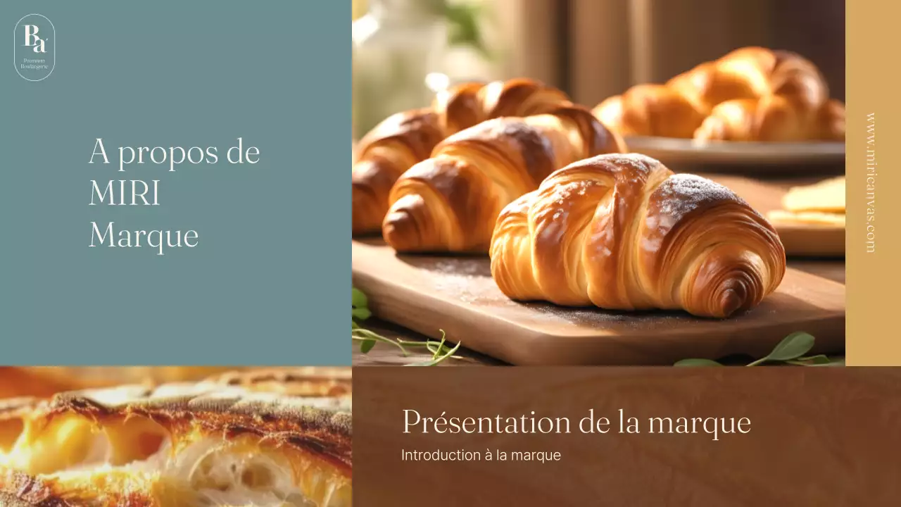 Une petite entreprise de boulangerie minimaliste de couleur bleu clair et marron.