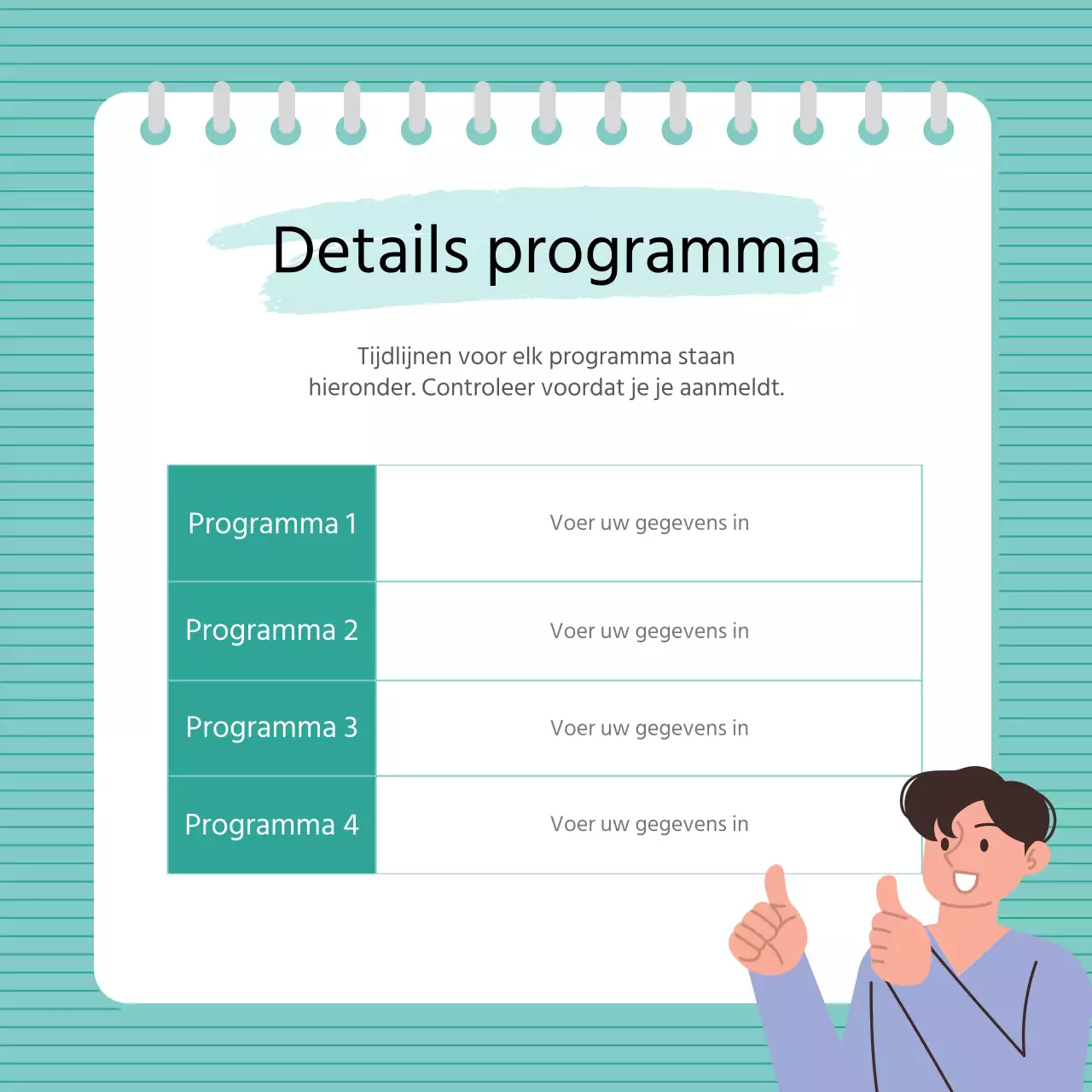 Aankondigingen en aankondigingsposten met schattige mintkleurige tabellen
