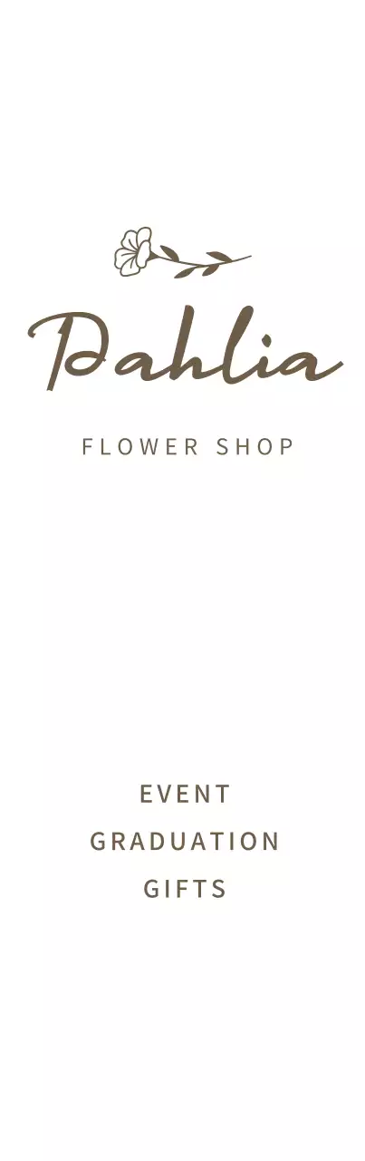 筆記体英語アルファベットの花屋のロゴのsnsアイコンが入った立看板デザイン