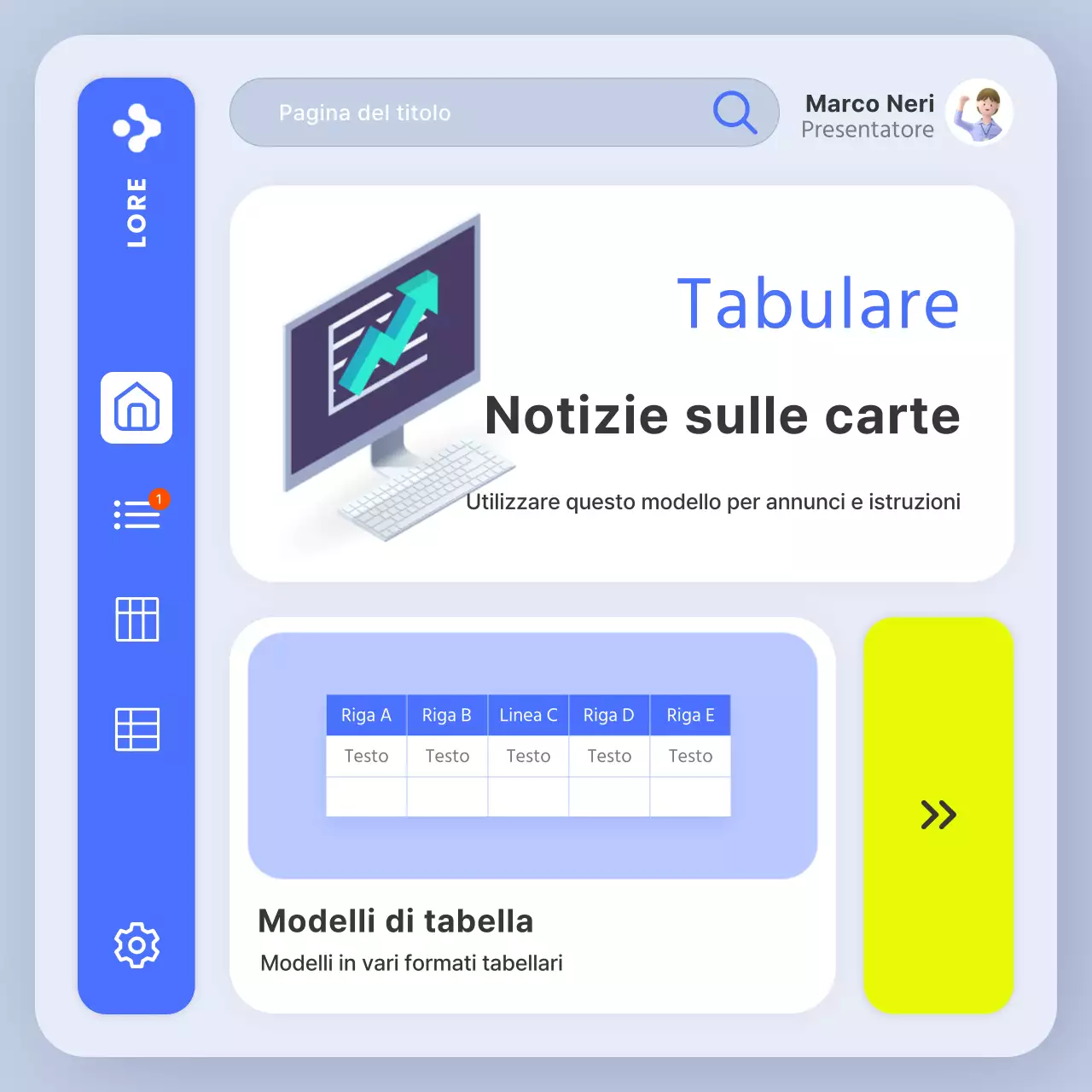 Annuncio dell'uso trendy di tavoli blu e bianchi