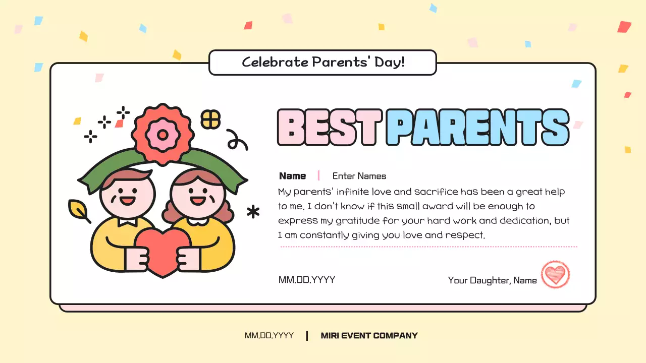 핑크 심플 부모님 초대 프레젠테이션