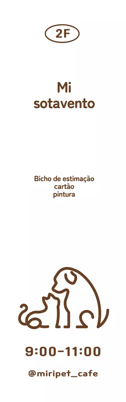 Um tipo de letra bonito com um logótipo de ilustração de linhas de cães e gatos e um letreiro com uma nota de aviso