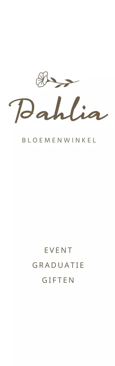 Signage ontwerp met social media iconen in cursief Engels alfabet bloemenwinkel logo