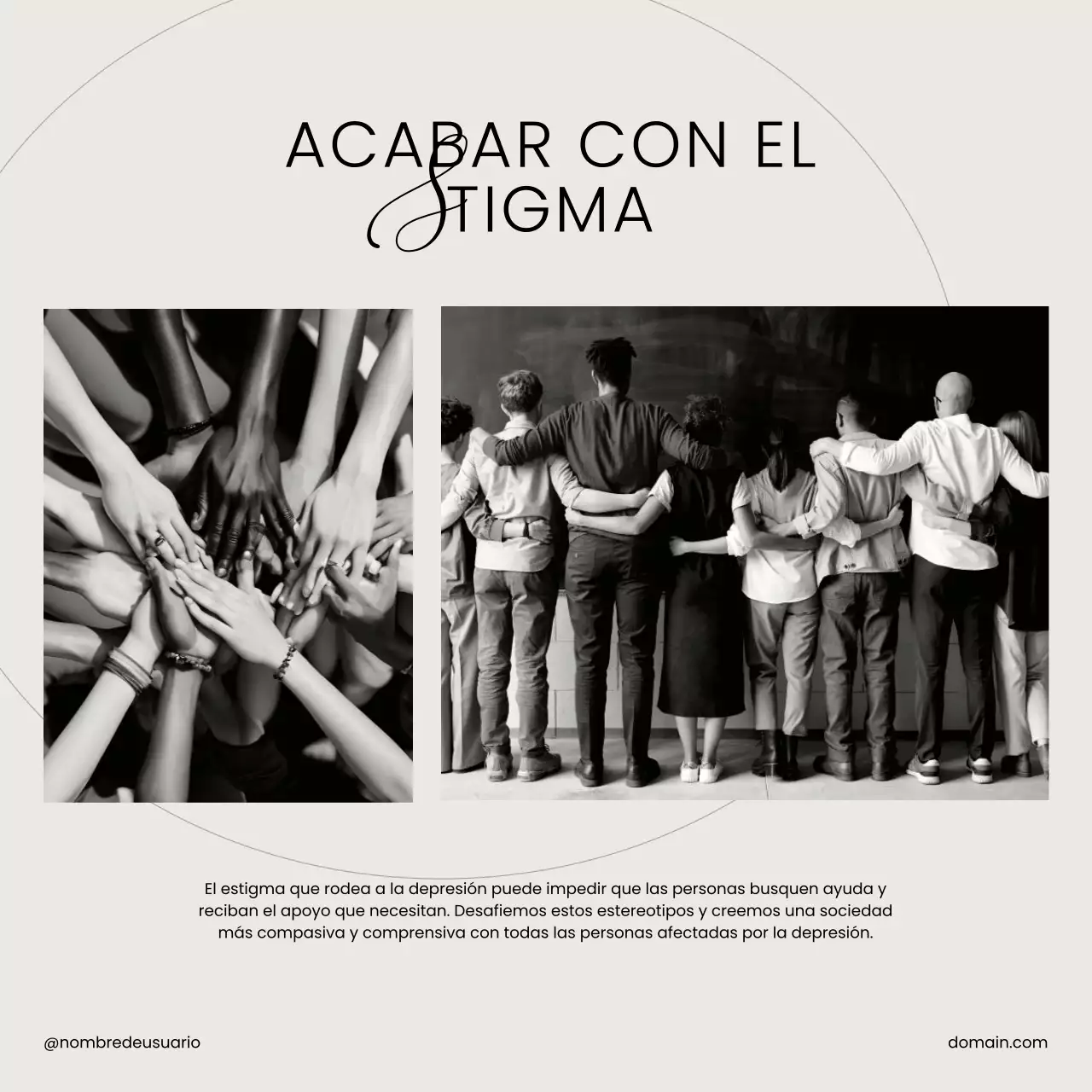 Beige Blanco y Negro Campaña de amor propio para el cuidado mínimo de la salud mental