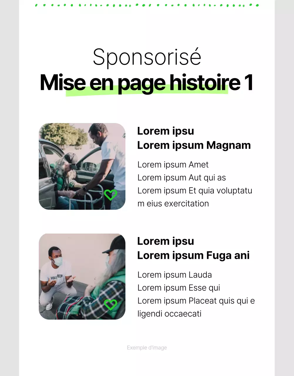 Informations simples sur le parrainage des ONG en blanc et en couleurs fluorescentes