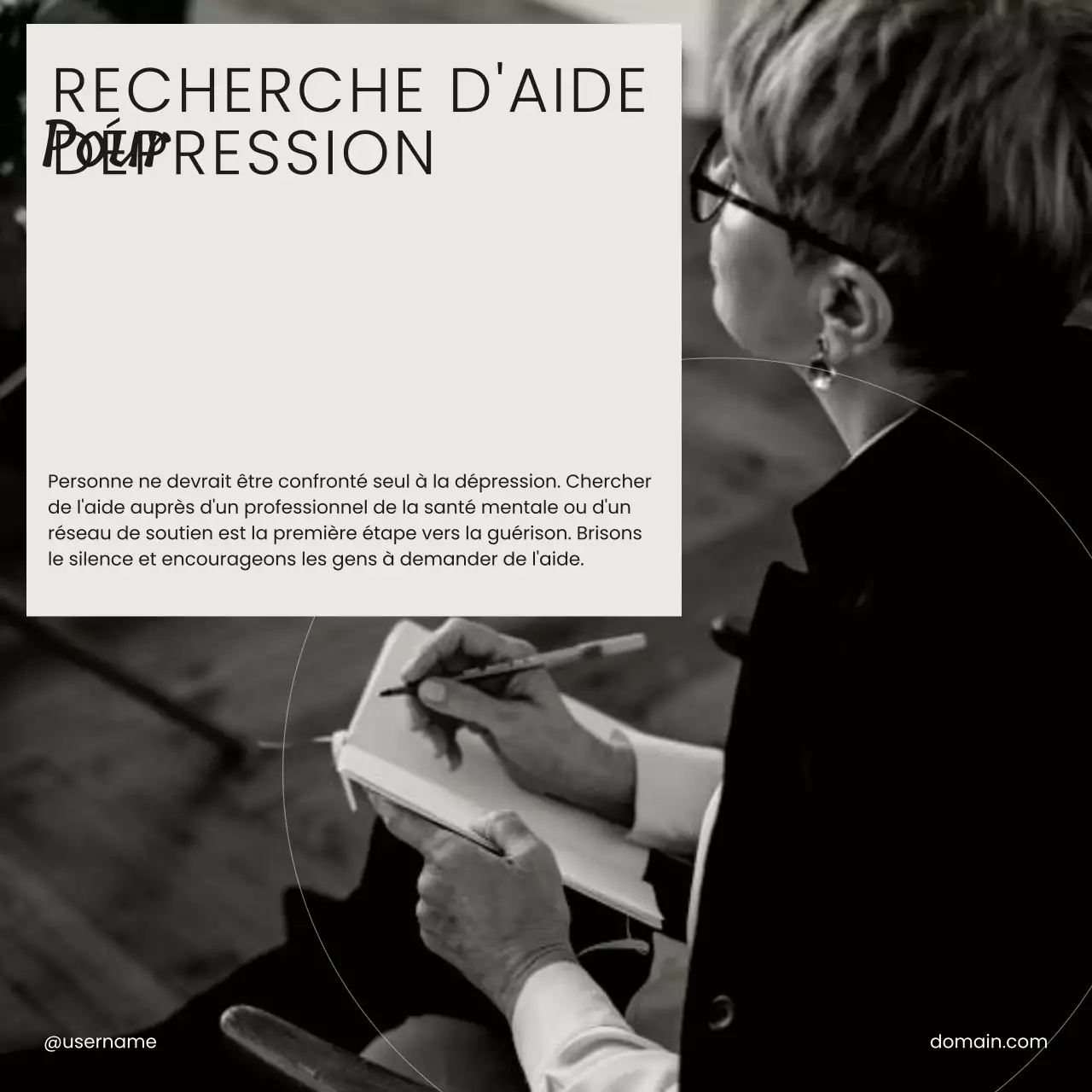 Beige Black and White Minimal Mental Health Care Self-Love Campaign (Campagne pour l'amour de soi)