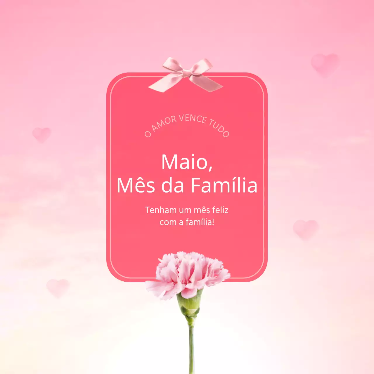 Postagem simples com sentimentos rosa e branco para o Mês da Casa