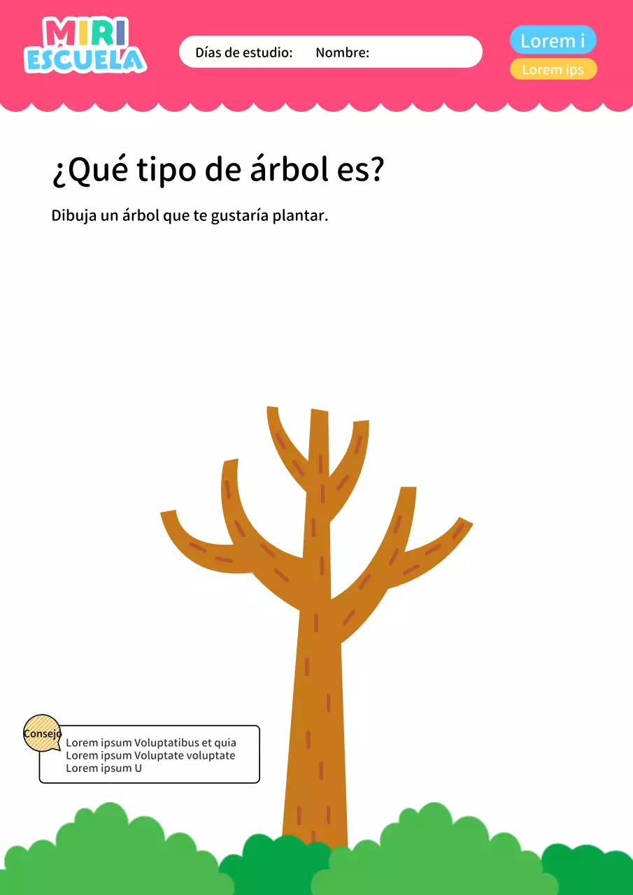 Material didáctico minimalista de color rosa intenso