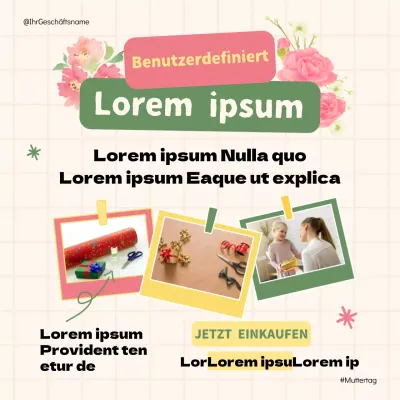 Rosa und grüne natürliche Muttertagsgeschenkverpackung Werbung