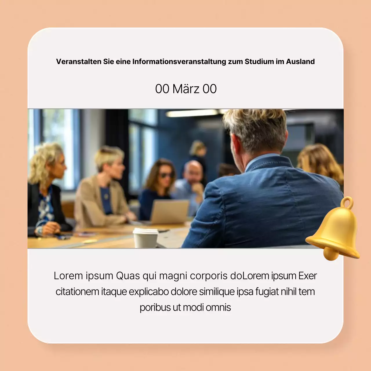 Einfache Werbung für ein Auslandsstudium mit orangefarbenem Hintergrund