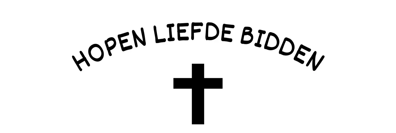 Kerkontwerp met kruisillustratie en trefwoorden