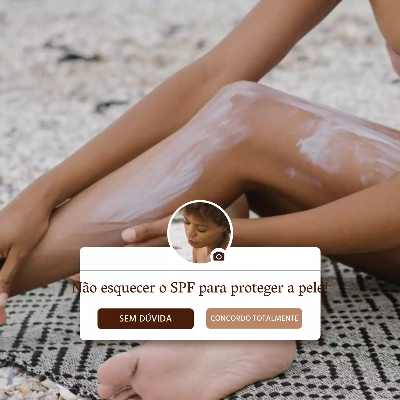 Castanho Bege Protetor solar Lembrete FPS Conselhos sobre cuidados com a pele