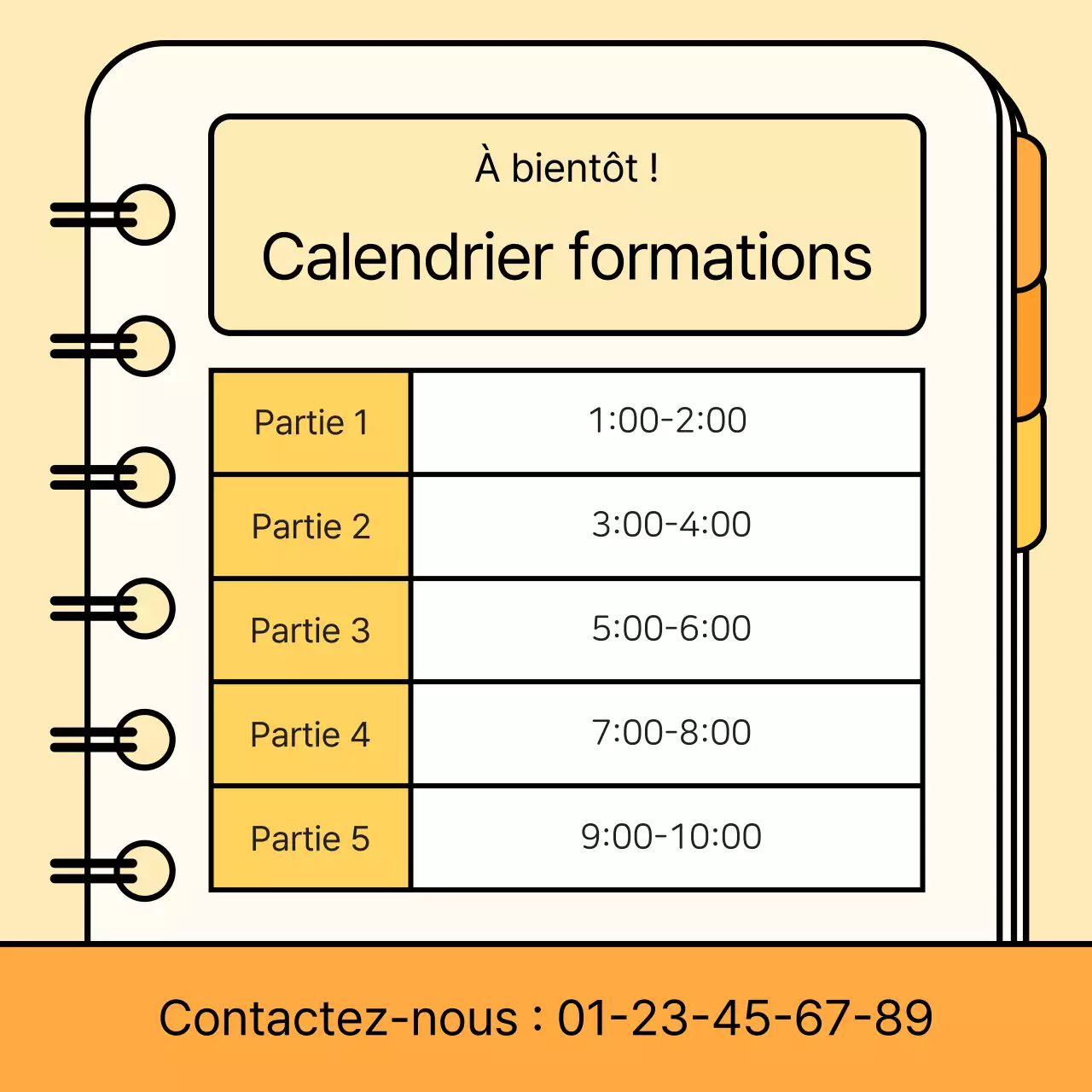 Un joli plan de cours pour une excursion sur fond orange