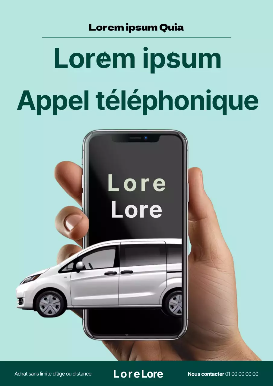 Prospectus simple de concessionnaire de voitures d'occasion en vert et menthe