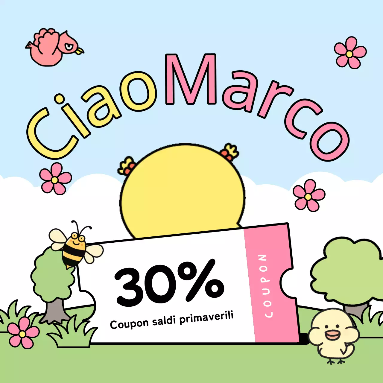 Un grazioso annuncio per eventi primaverili in verde e chartreuse