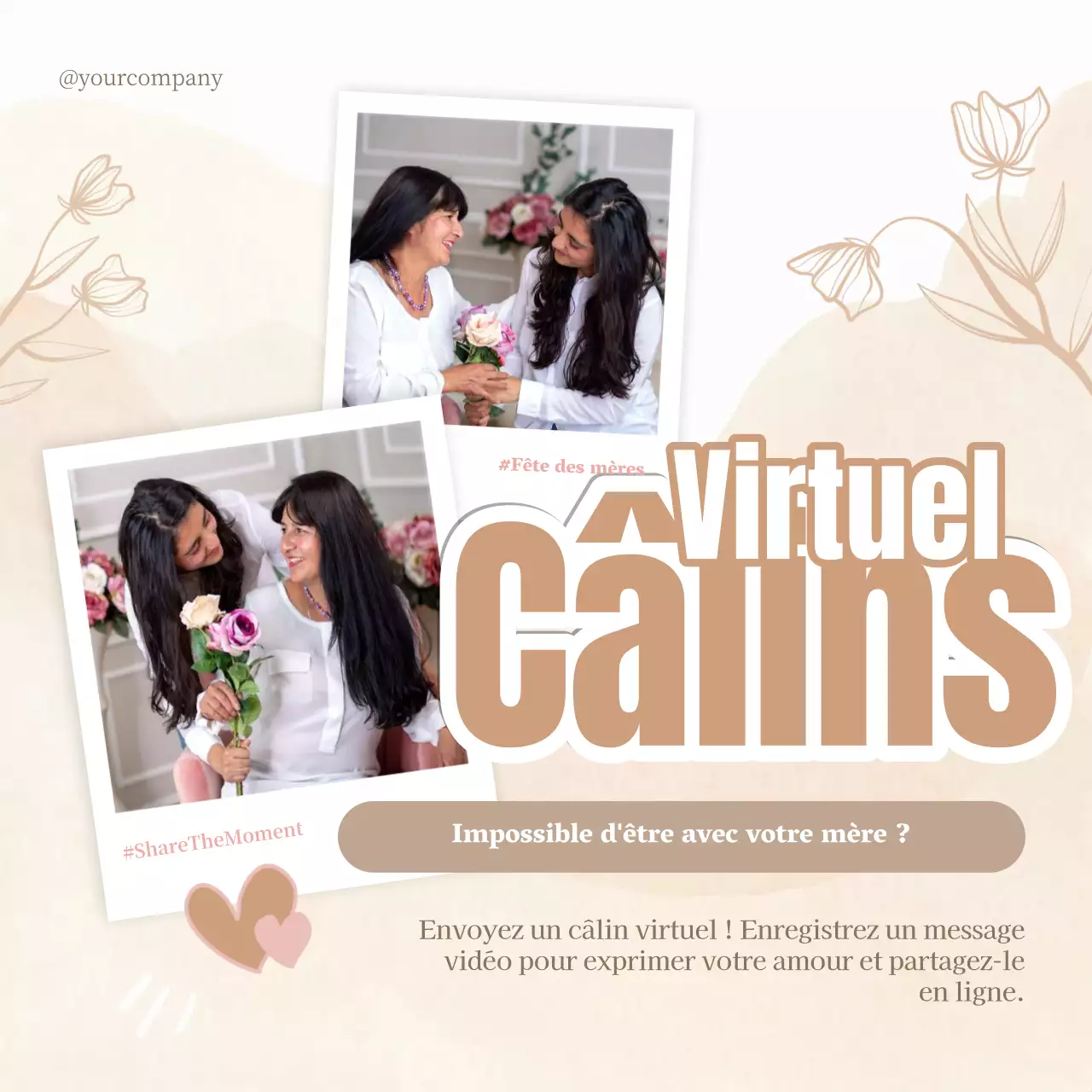 Publicité pour la fête des mères Brown Simple Virtual Hugs