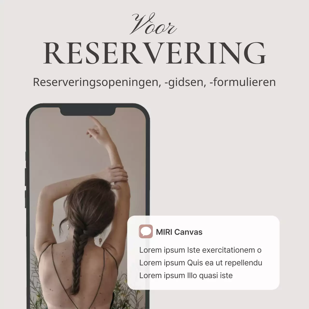 Promoot afspraakaankondigingen met trendy sociale-mediamarketing in beige en grijs