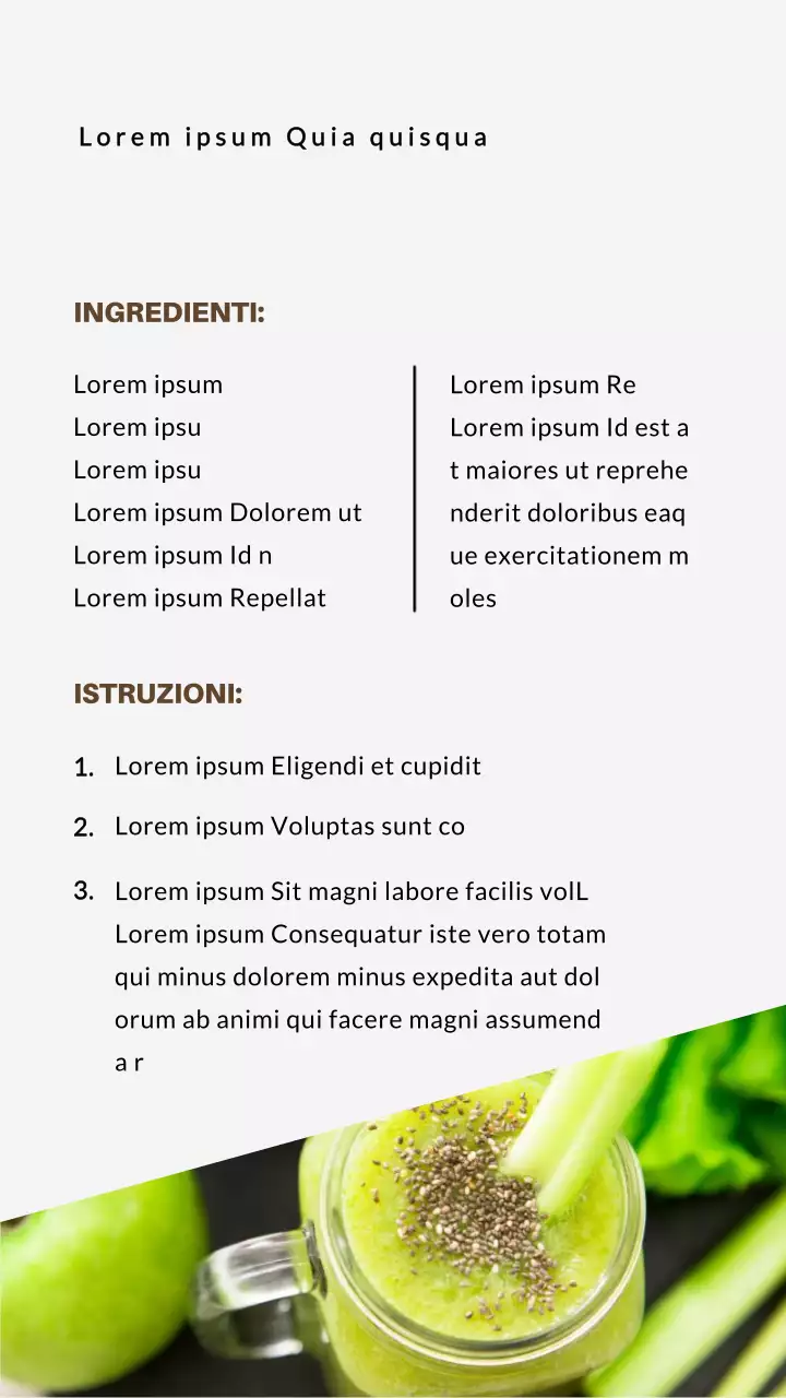 Introduzione alla ricetta del frullato naturale verde e grigio