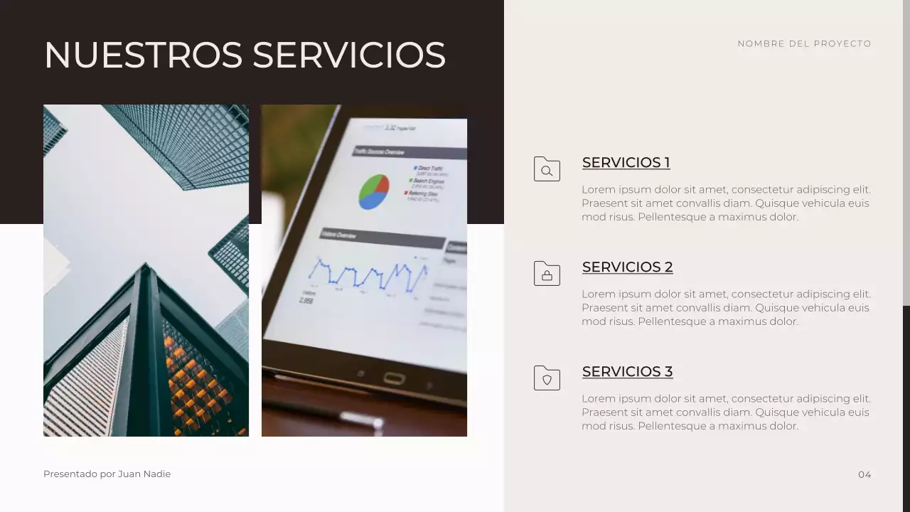 Presentación empresarial en tono neutro