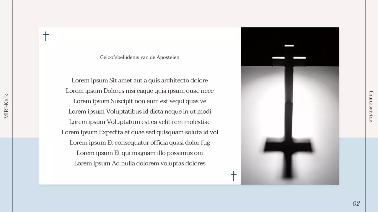 Eenvoudige kerkdienstgids in lichtblauw en marineblauw