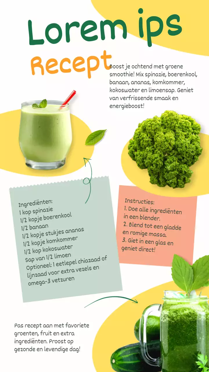 Groen en Geel Natuurlijk Verfrissend Groene Smoothie-Recept