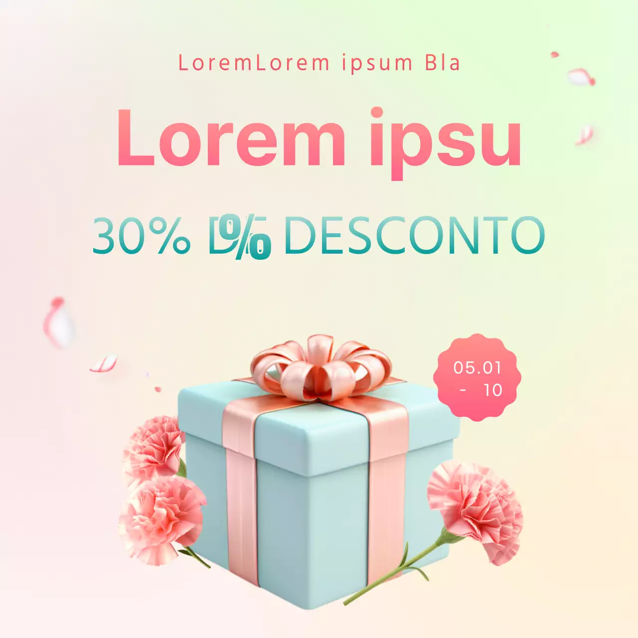 Promover um evento moderno para o Dia da Mãe em cor-de-rosa e menta