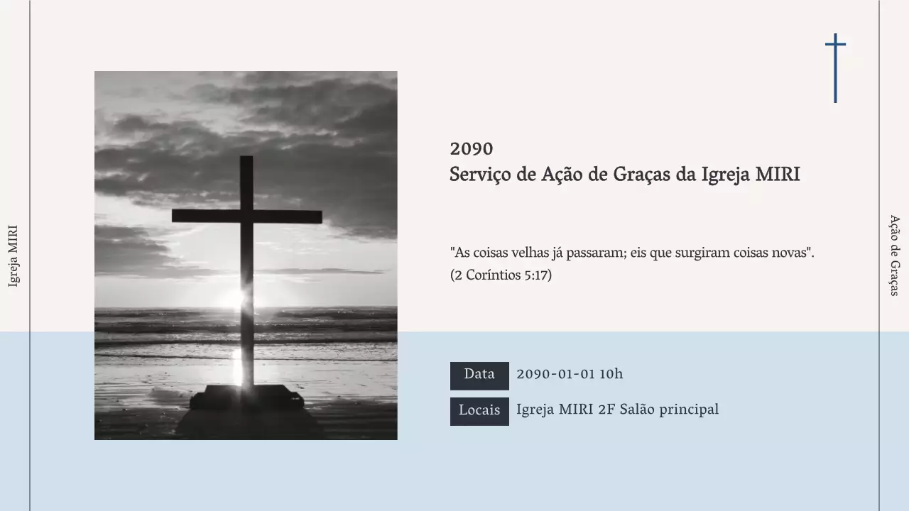 Guia simples de serviço religioso em azul claro e azul marinho