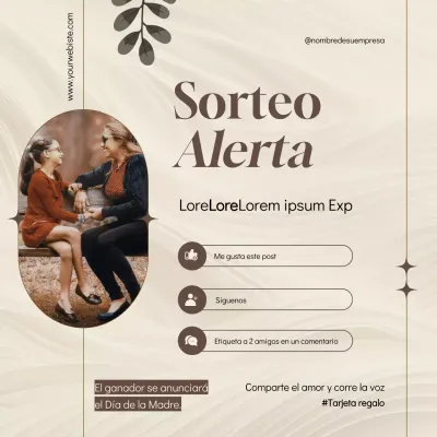 Publicidad del sorteo del Día de la Madre de Beige Simple