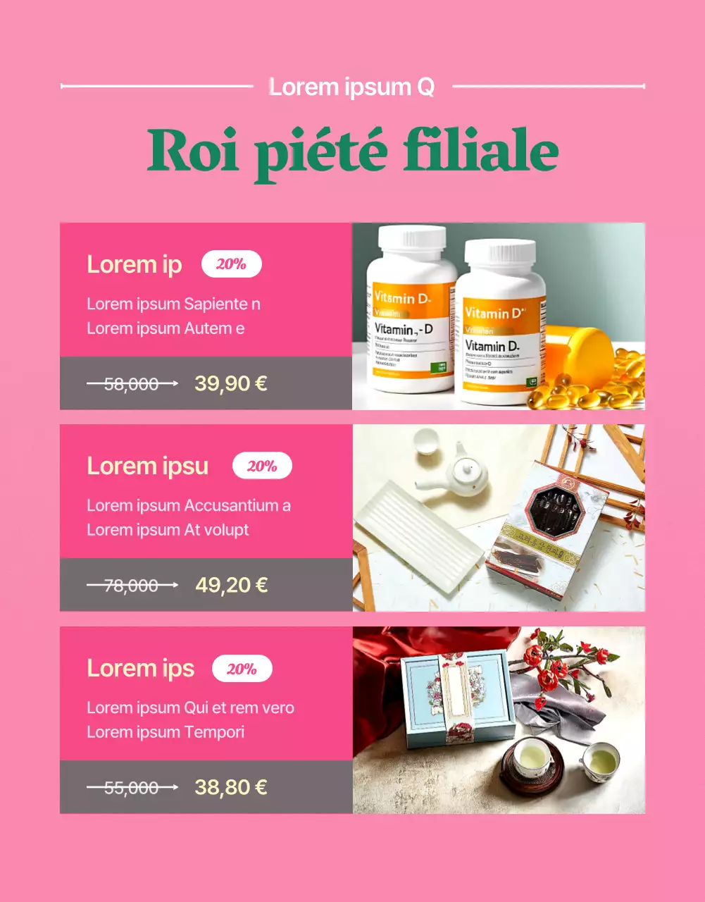 Promouvoir les produits du mois de la famille rose et verte