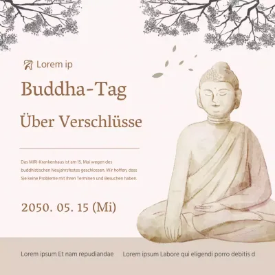 Bekanntmachung der Schließung für den traditionellen Buddha-Tag in beige