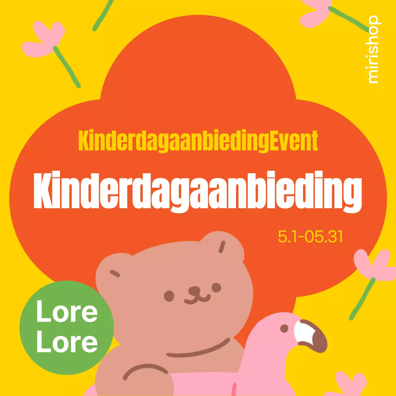 Tropische uitverkooppaal in geel en roze