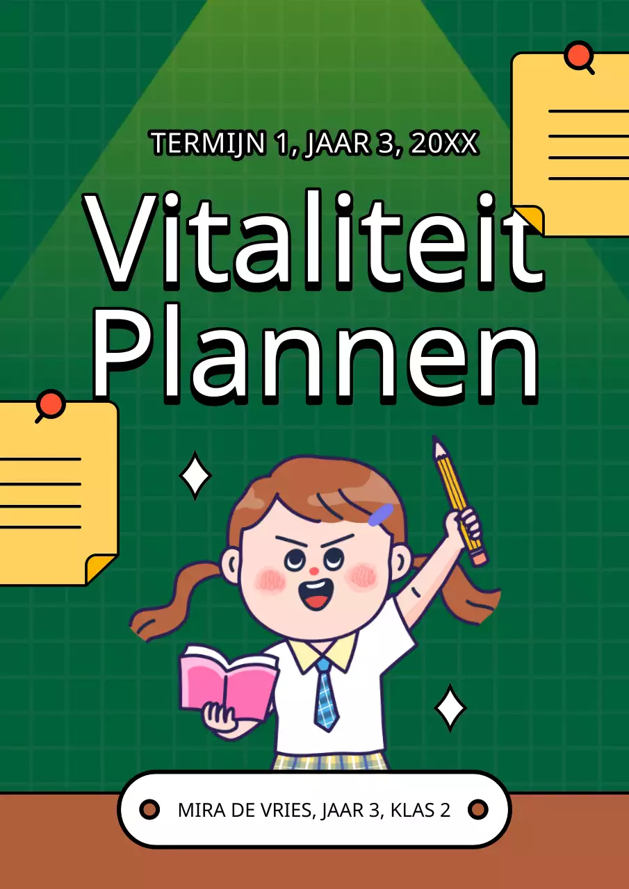 Schattige groene en gele dagboekplanner