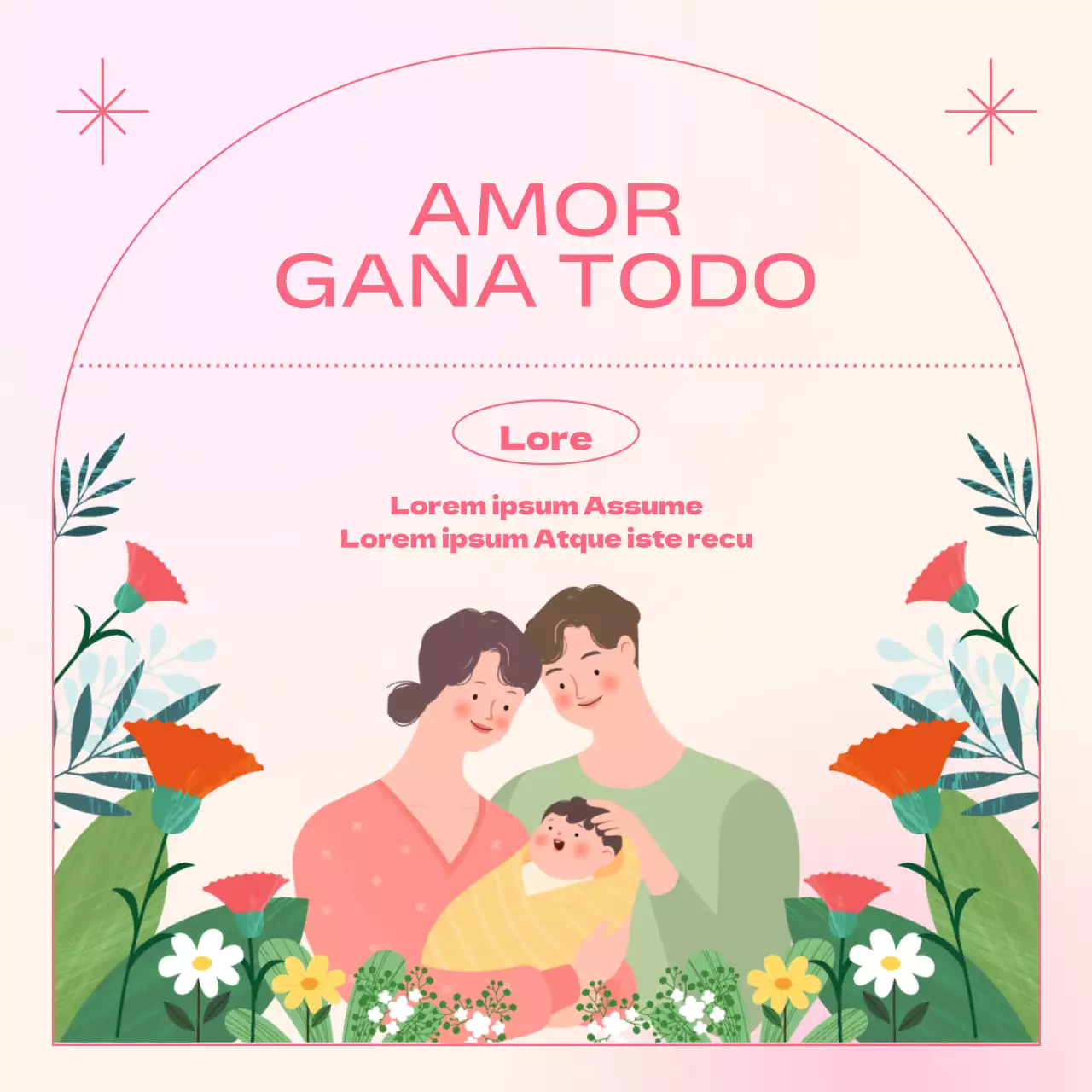 Entradas del mes de la familia rosa y verde