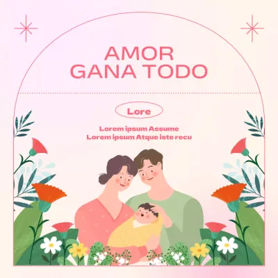 Entradas del mes de la familia rosa y verde