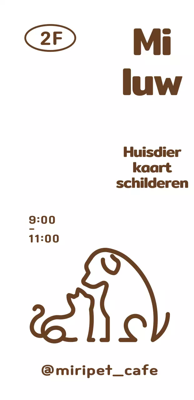 Een schattig lettertype met een honden- en kattenlijnillustratielogo en een uithangbord met een waarschuwende noot