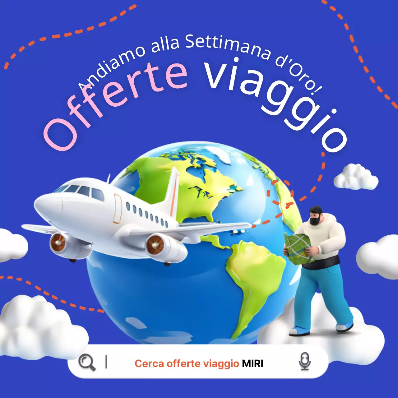 Promuovere pacchetti di viaggio blu navy e rosa