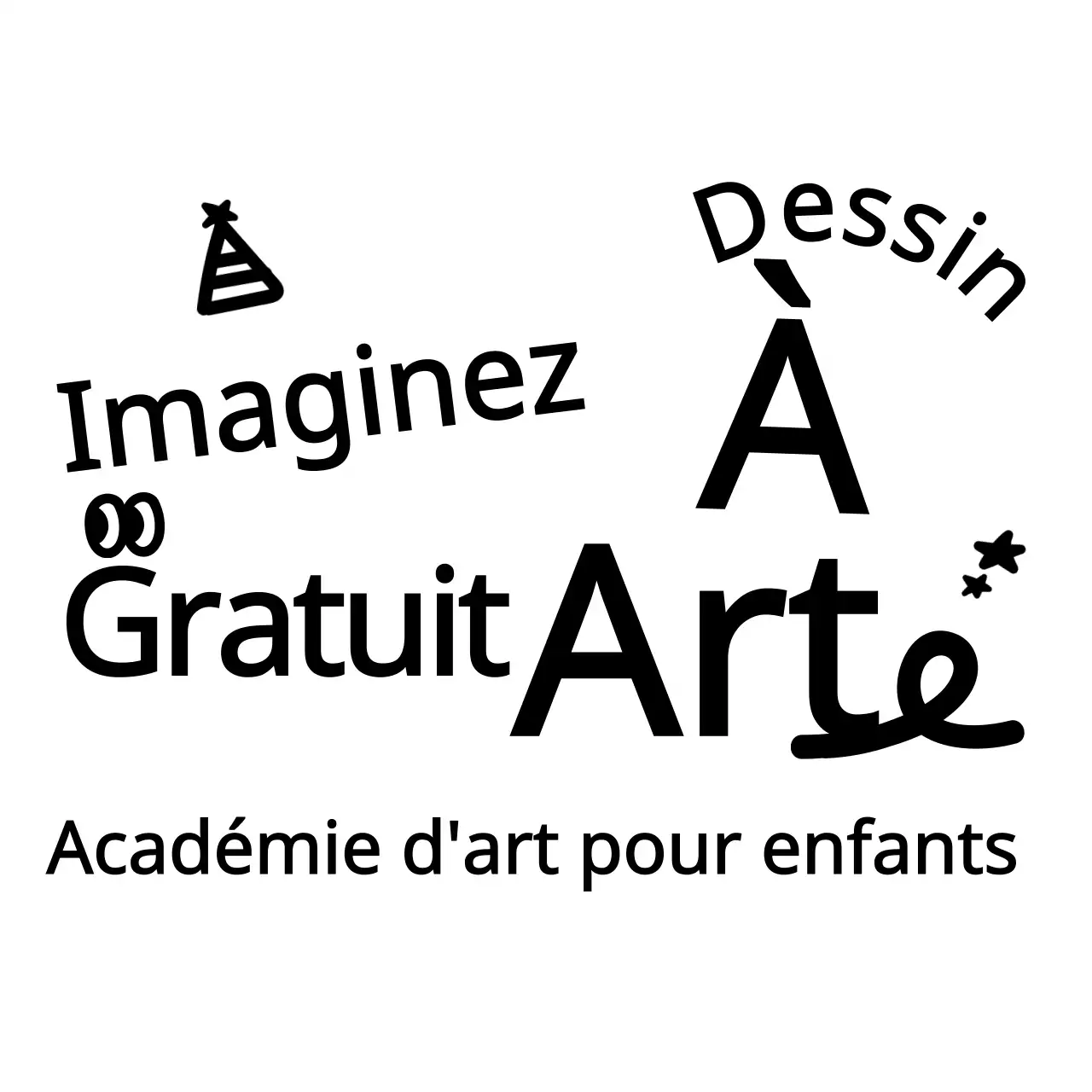 Promotion d'une école d'art en dessin mignon illustration typographie arrondie