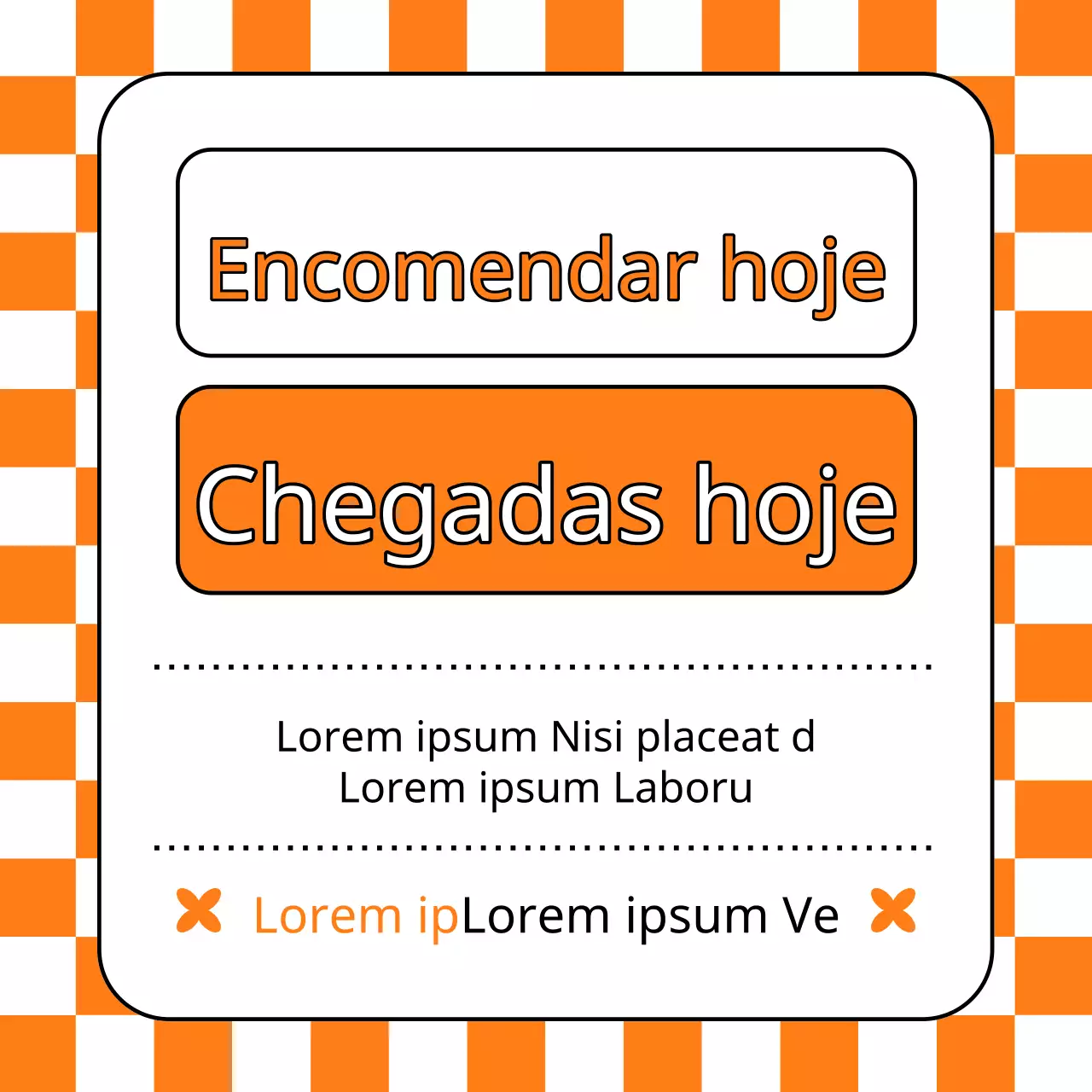 Anúncio simples de entrega no mesmo dia em laranja e branco