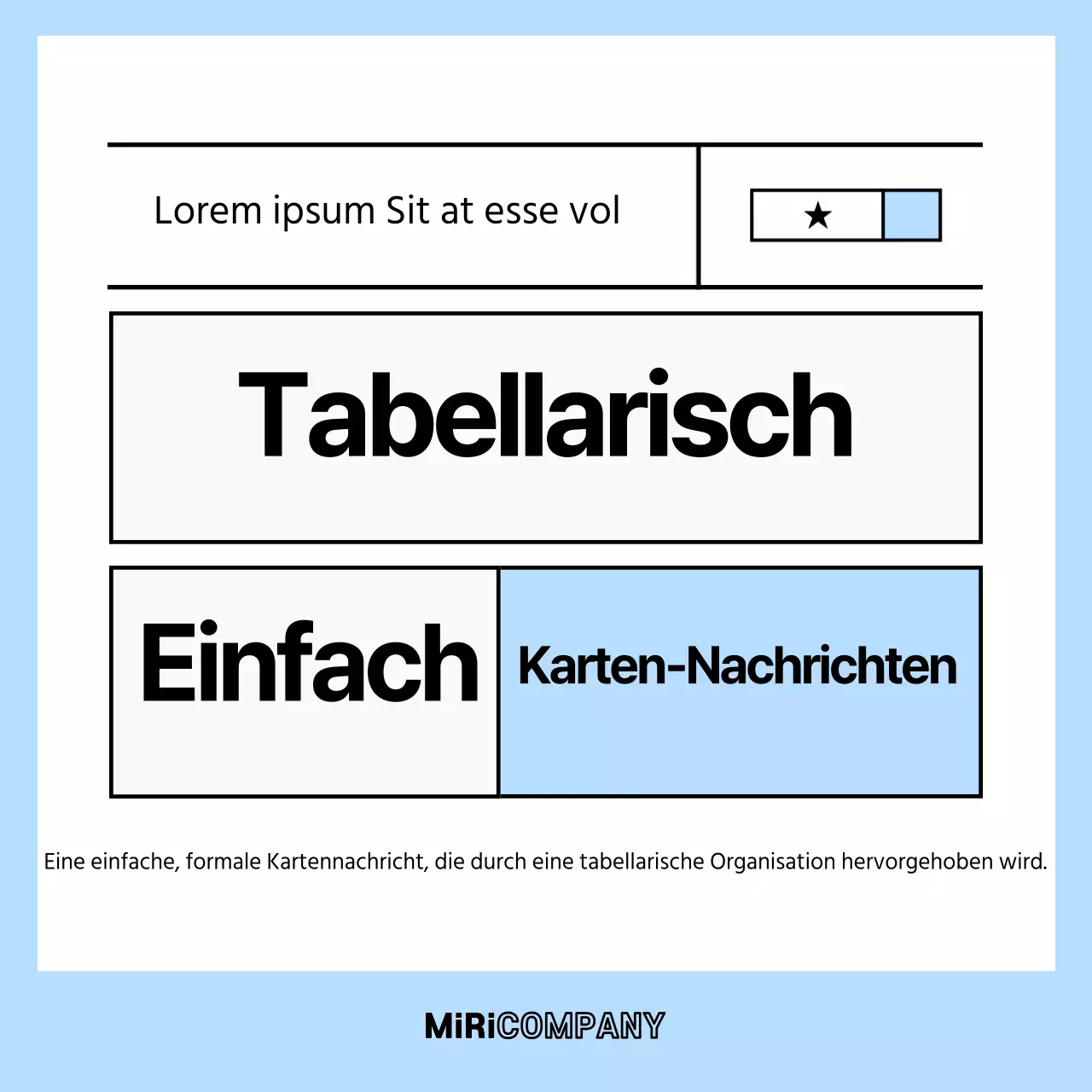 CardNews-Ankündigung mit einem einfachen Tisch in Hellblau und Weiß