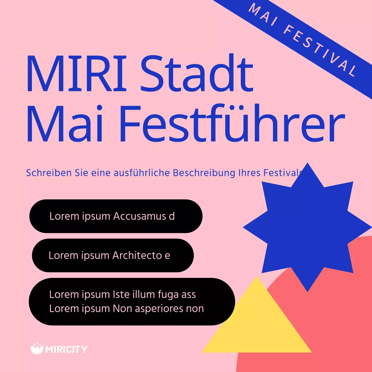 Werbung für einen kitschigen Festivalführer in Blau und Rosa