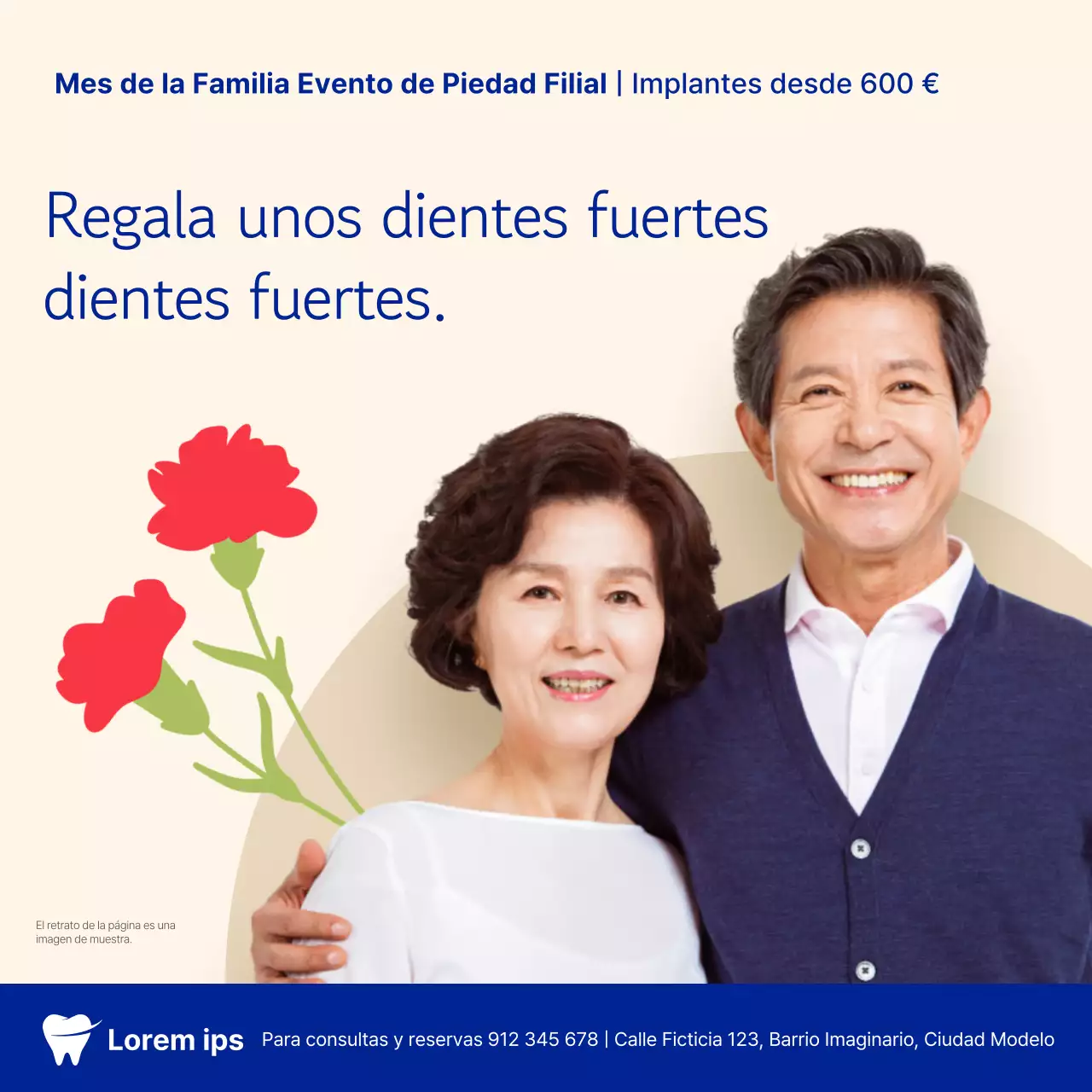 Promoción dental sencilla para el Día de la Madre en beige y azul marino