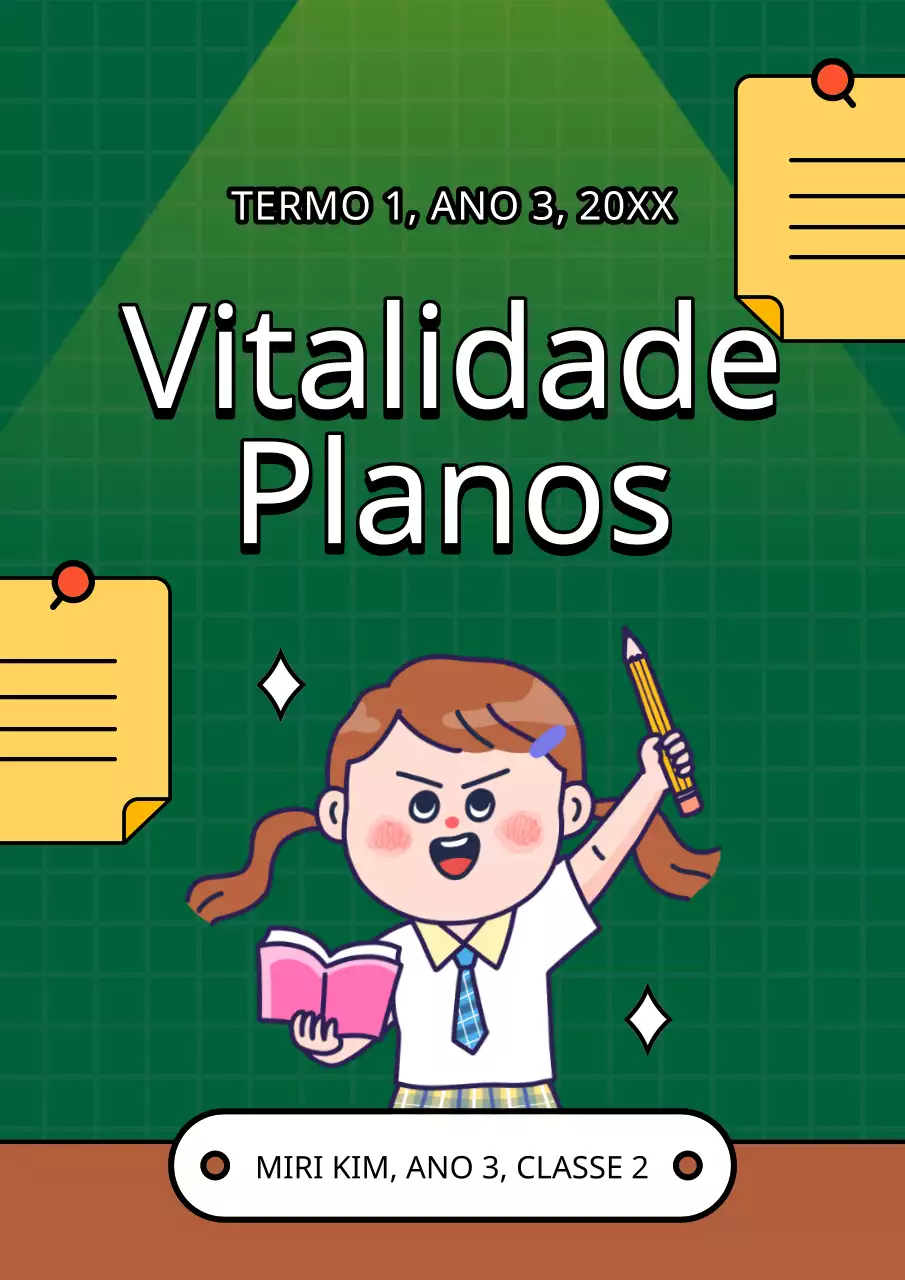 Agenda de diário verde e amarela gira