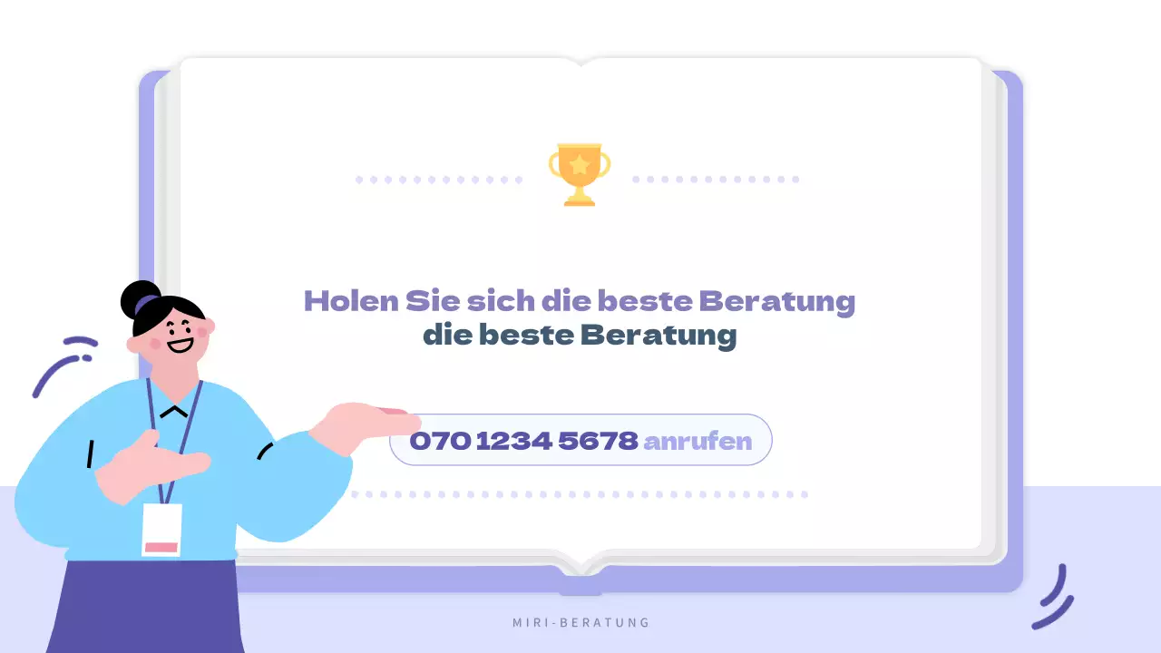 Ein einfacher Prospekt für ein Auslandsstudium in Lila und Weiß